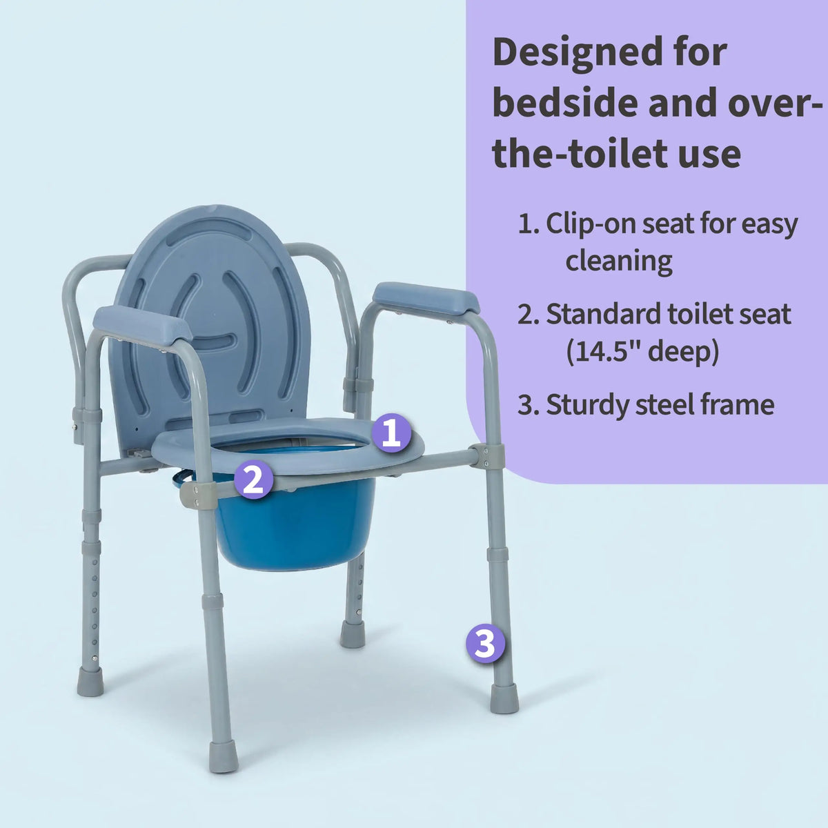 Bedside Commode Chair for Adults and Seniors with Shower Function