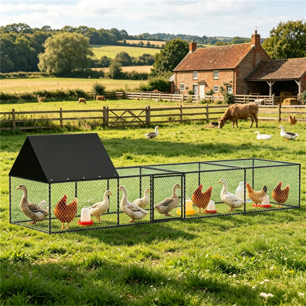 BORWART Chicken Coop Cage Outdoor Poultry Pen With Nylon Netting