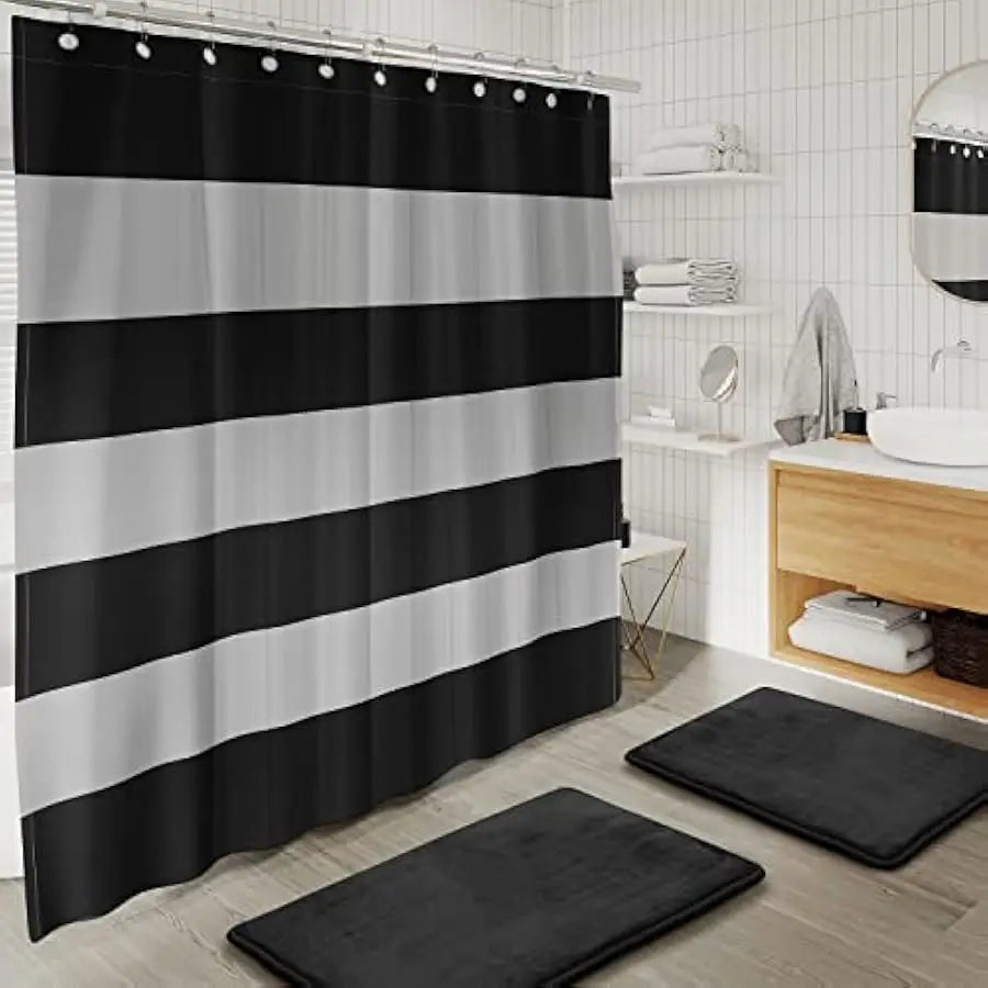Clara Clark Bath Accessory Set With Shower Curtain Rugs