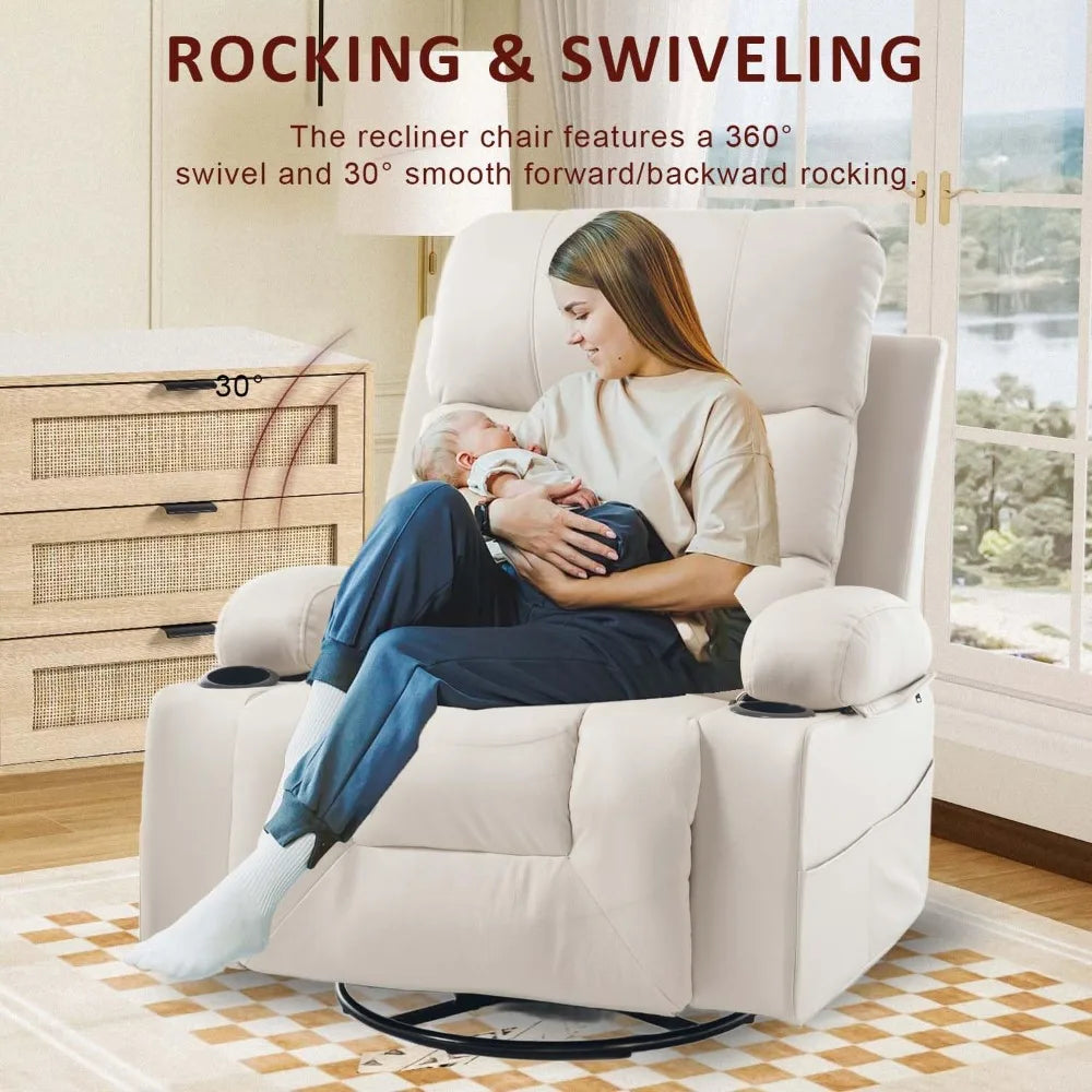 XIAOLANG Rocker Recliner Chair With Heat Massage Cup Holder