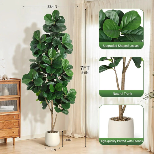 HiMISS Fiddle Leaf Fig Tree Artificial Realistic Planter