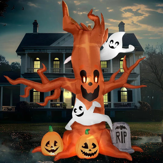 Scary Halloween Inflatable Tree With Led Lights Yard Decor