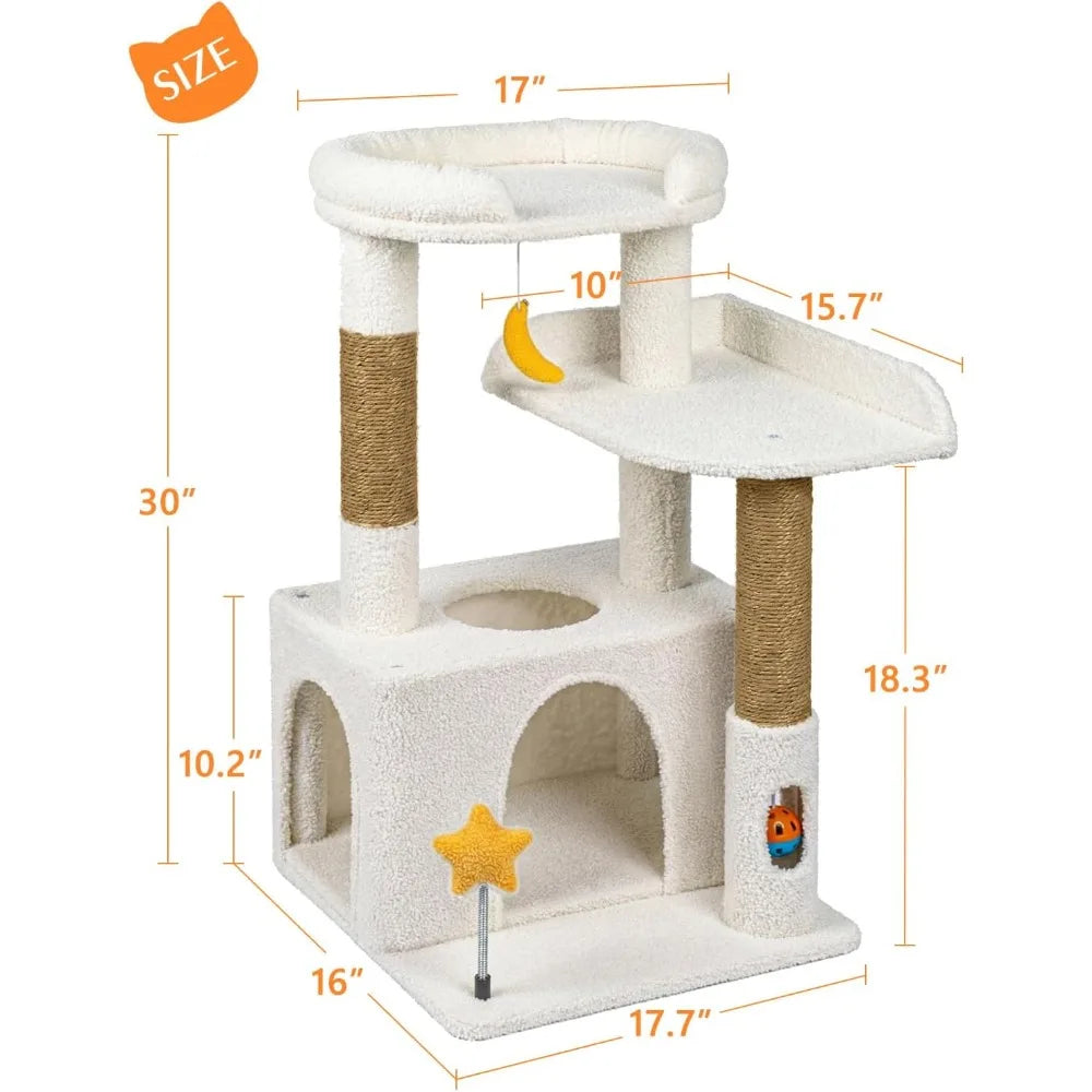 NBVCX Double-Tier Cat Tree With Condo, Hammock, Sisal Posts
