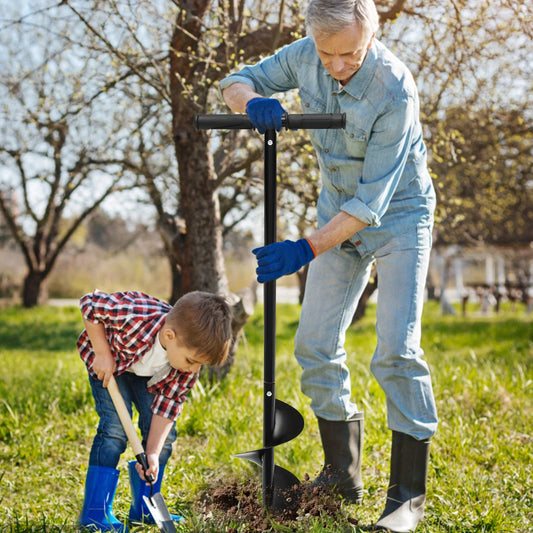 Manual Garden Auger Drill 6 Inch Cold-rolled Steel Handheld Soil Drill W/ Gloves Manual Post Hole Digger for Planting&Beach Use