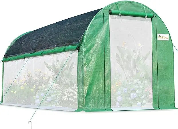 15x6.6x6.6FT Greenhouse for Outdoors, Large Walk-in Heavy Duty Galvanized Steel Frame, Mesh Door Screen Window