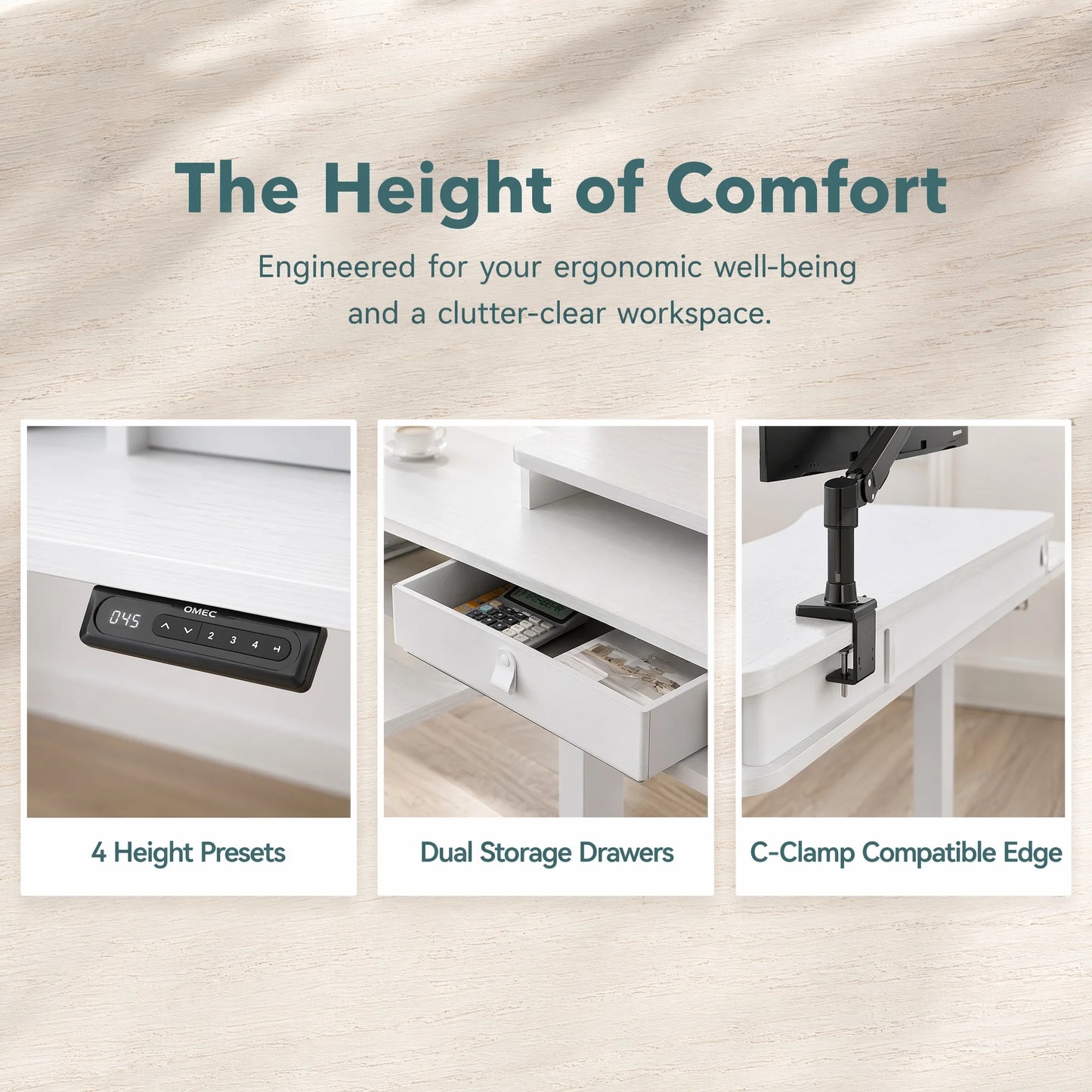 K Kyspho Electric Standing Desk With Two Drawers And Hooks