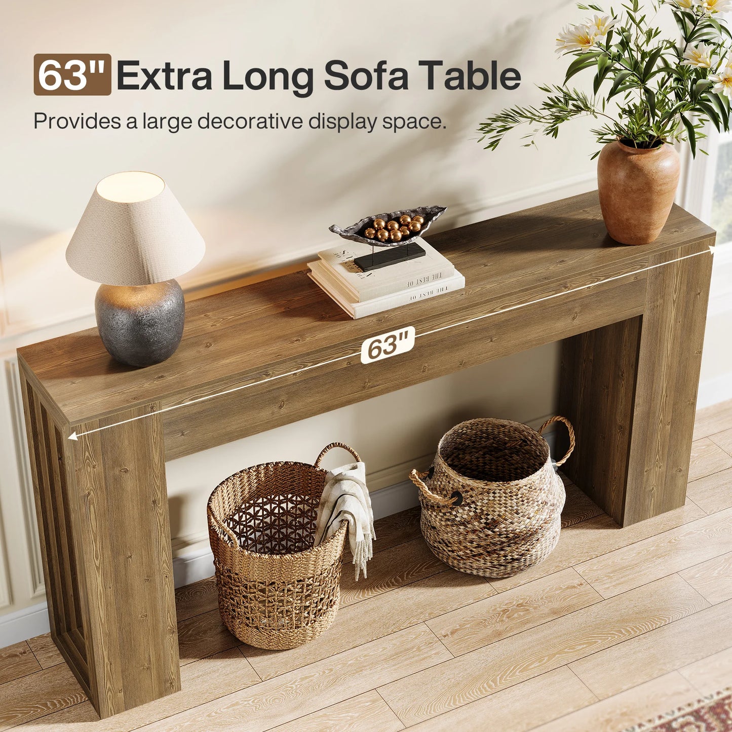Tribesigns 63-Inch Long Console Table, Farmhouse Narrow Sofa Table Behind The Couch for Living Room, Entryway, Hallway, Foyer, N