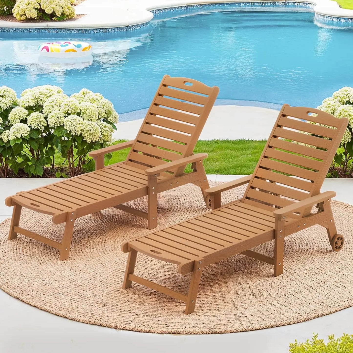 HDPS Outdoor Chaise Lounges Set Of 2 With 5 Position Adjustable