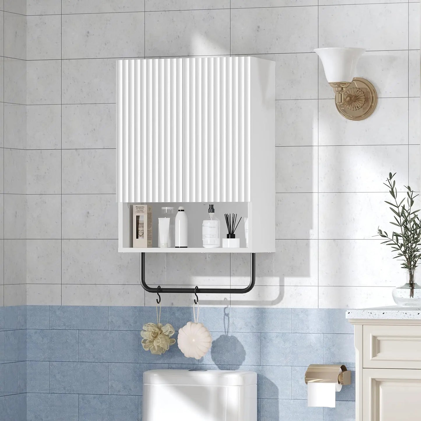 XIUWO Wall Mounted Medicine Cabinet With Towel Bar