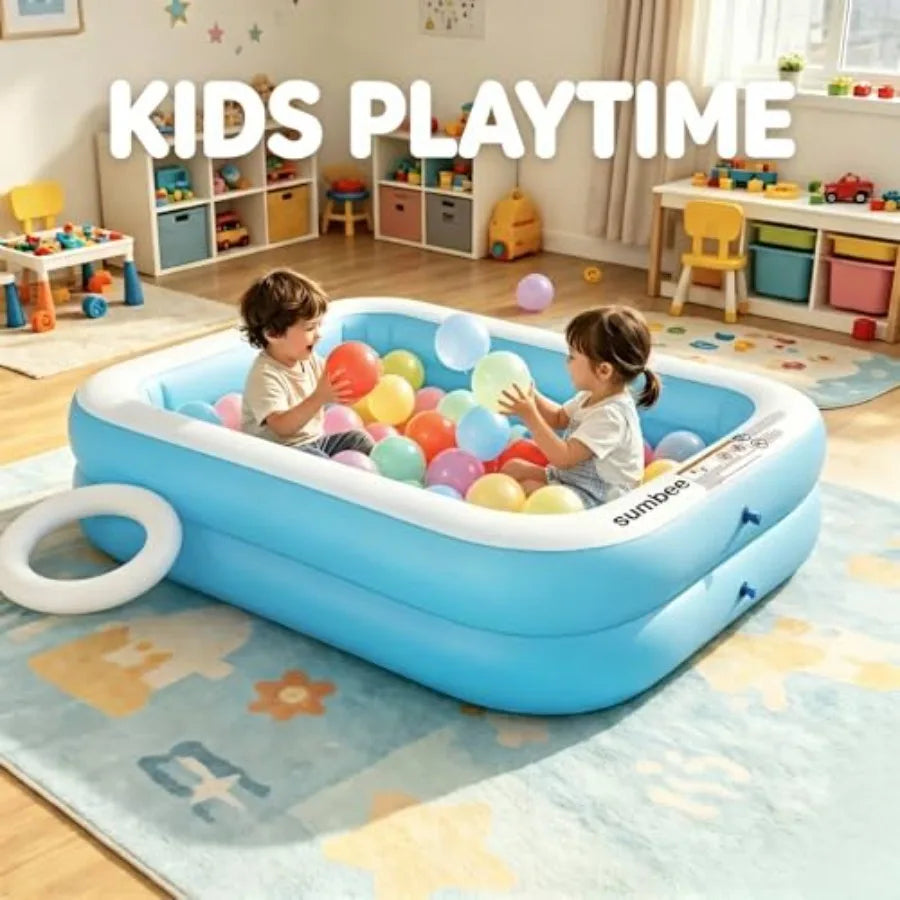 Inflatable Rectangular Family Pool With Thick PVC For All Ages