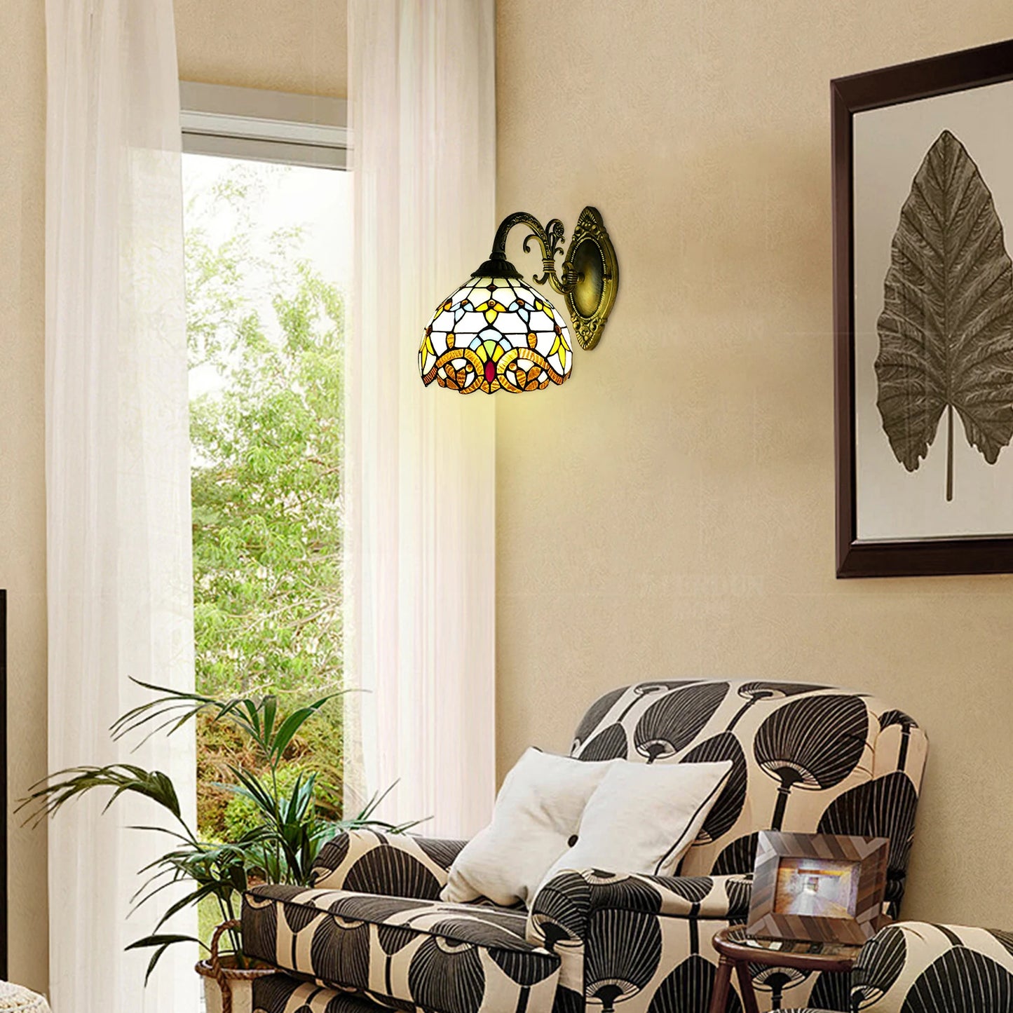 Tiffany Wall Lamp Vintage Dome Light for Living Room