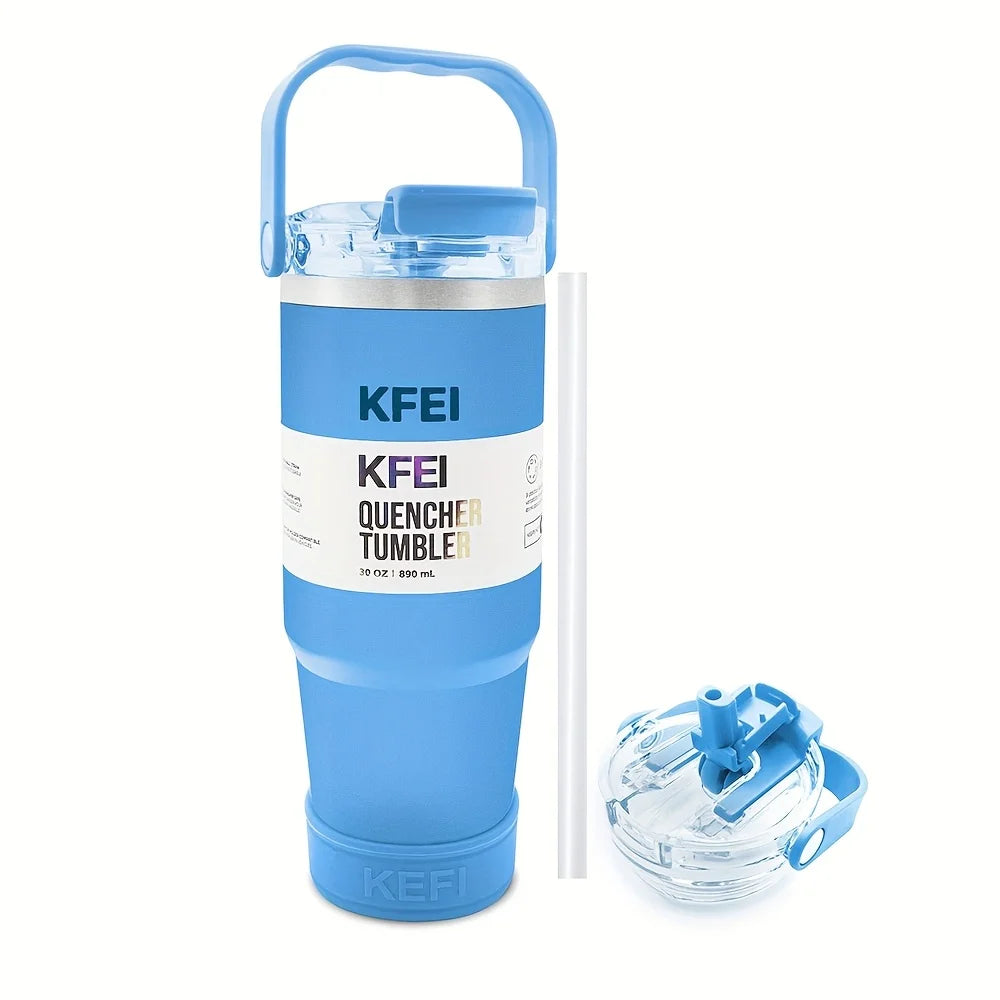 Double Wall Insulated Stainless Steel Tumbler With Lid And Straw