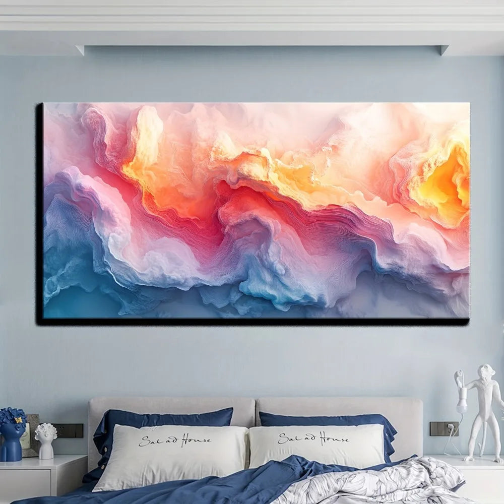 Modern Fantasy Abstract Wall Art Decor With Pine Wood Frame