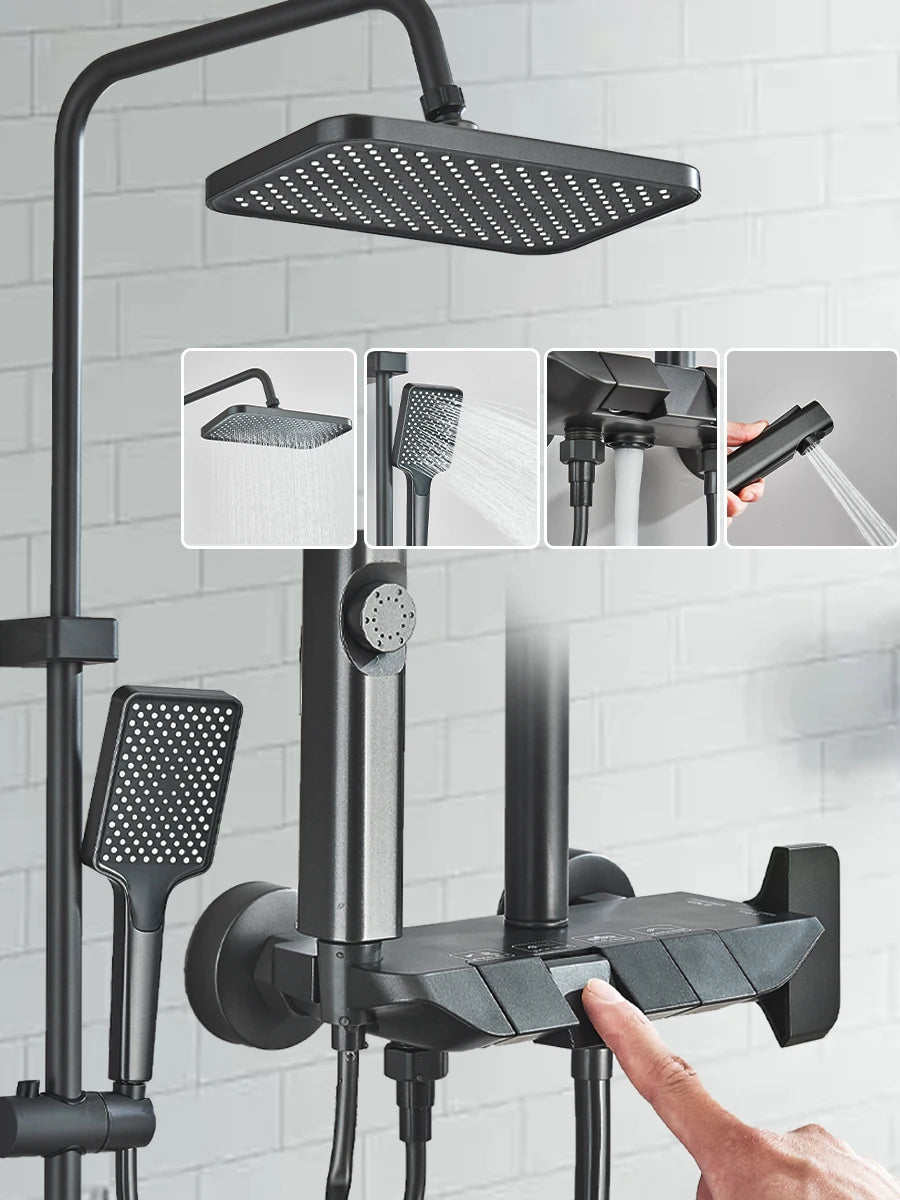 Onyzpily Four Way Piano Key Rainfall Shower Faucet System