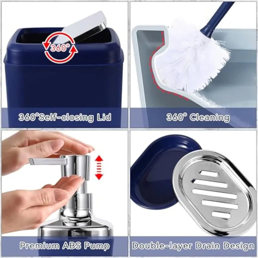 Bathroom Accessories Set With Shower Curtain Rugs And Soap Dispenser