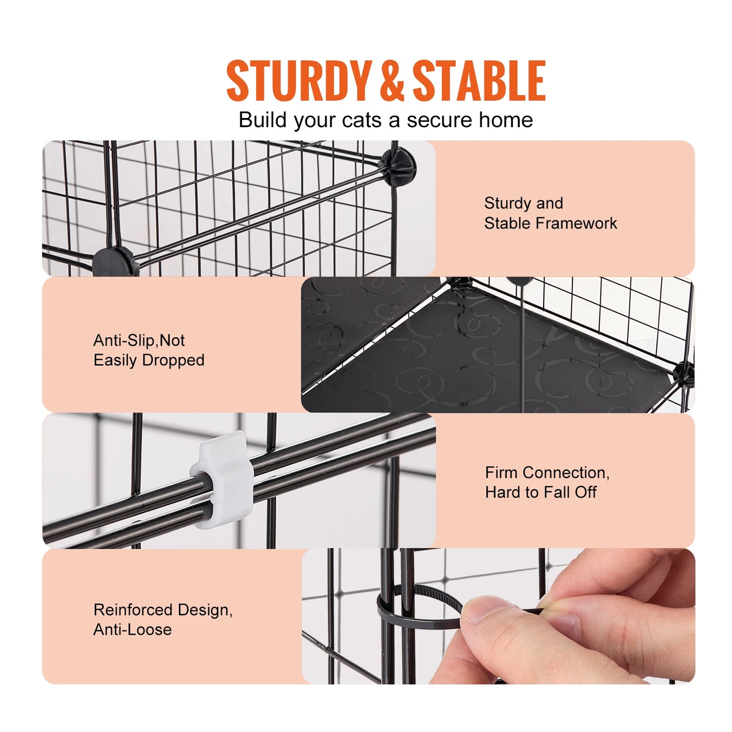 SucceBuy Five Level Cat Cage Enclosure With Front Doors Ramp