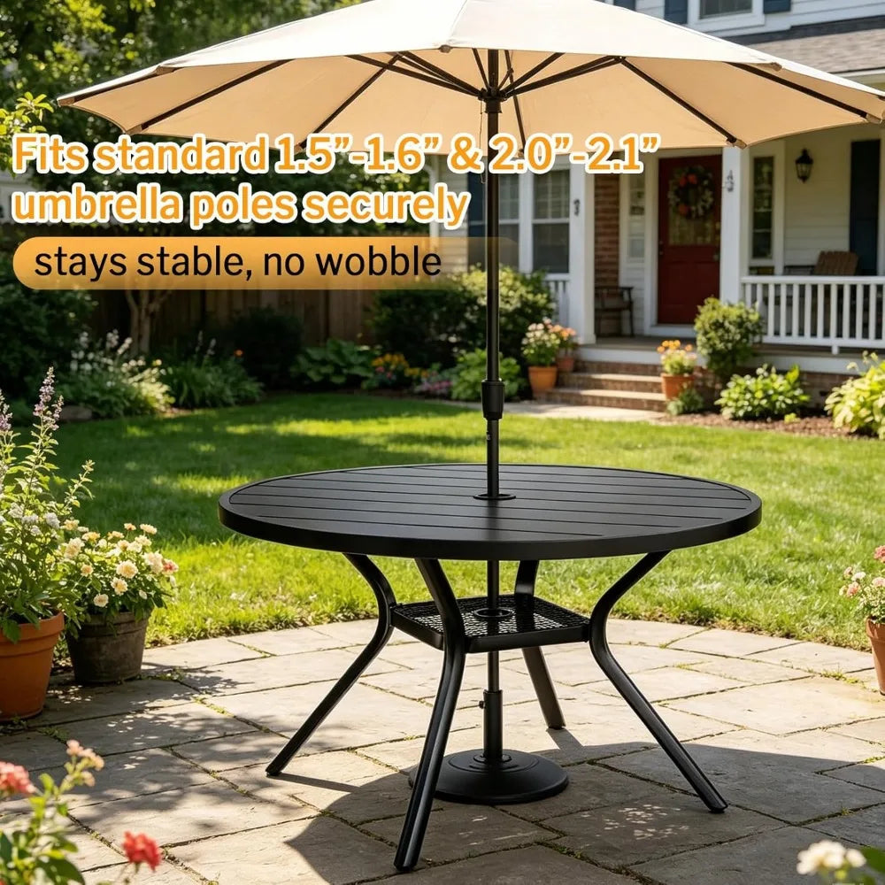 NBVCX Modern Round Outdoor Dining Set For Four All Weather