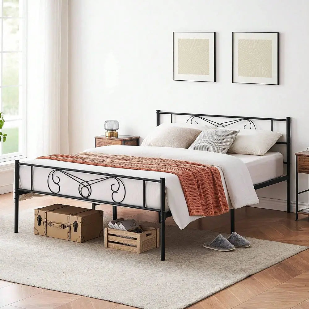XMSJ Metal Platform Bed Frame With Headboard And Footboard