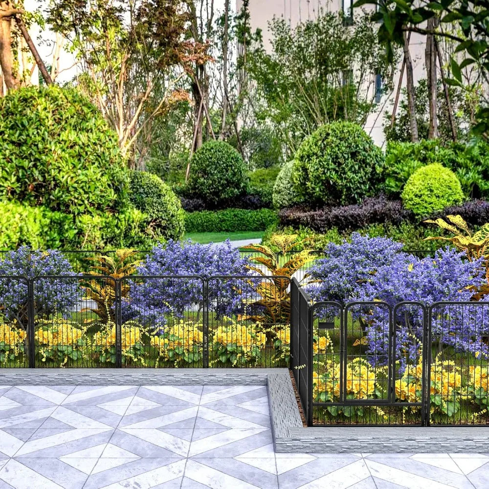 DAFIFY Outdoor Garden Fence With Gate Heavy Duty Iron Fencing