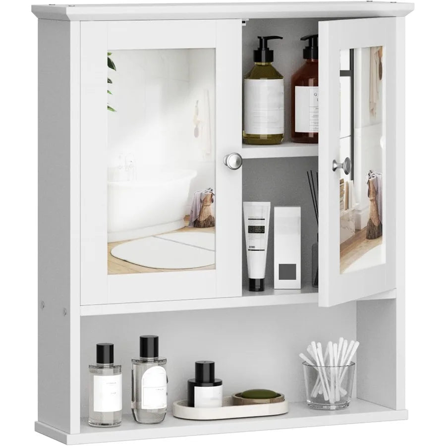 XIUWO Wall Mounted Medicine Cabinet With Mirror And Adjustable Shelves