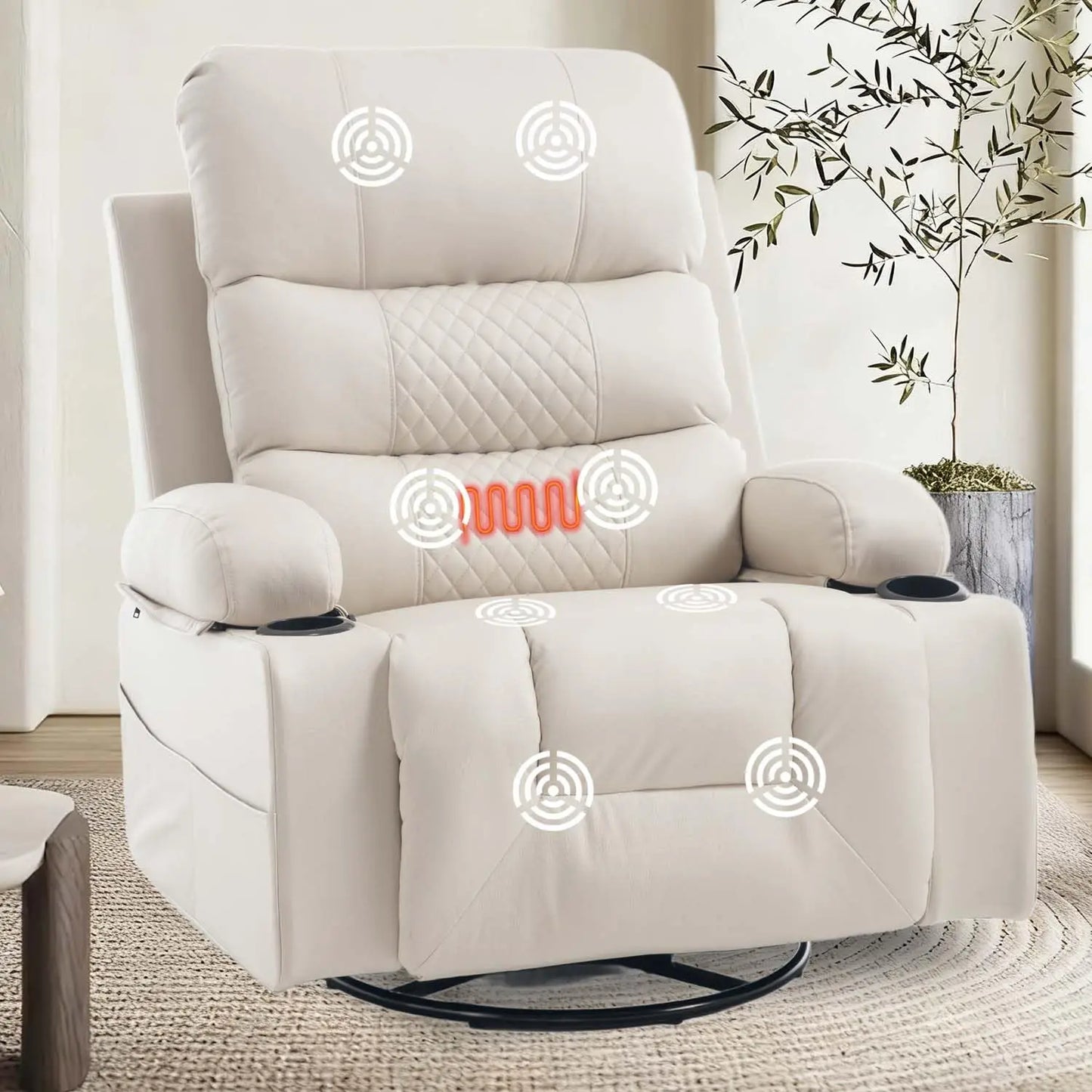 XIAOLANG Rocker Recliner Chair With Heat Massage Cup Holder