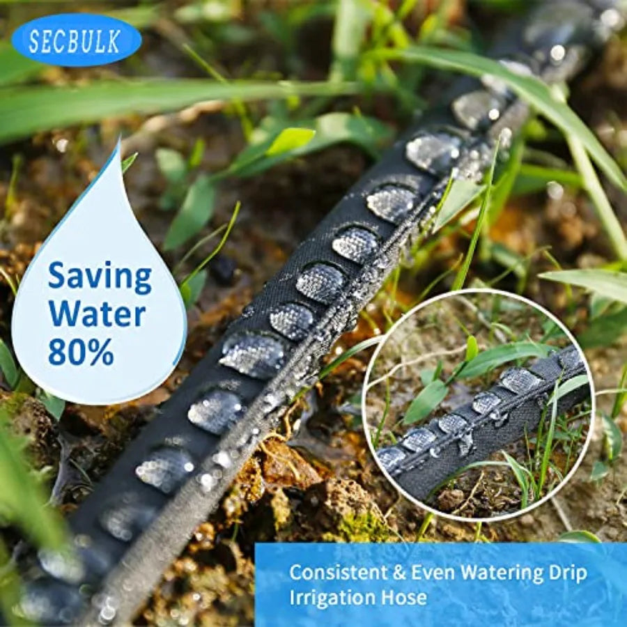 2025 Flat Soaker Hose 200 ft for Garden 200' 50ft x 4 Linkable Drip Hose DIY Garden Irrigation System Saving 80 Water Dual-laye