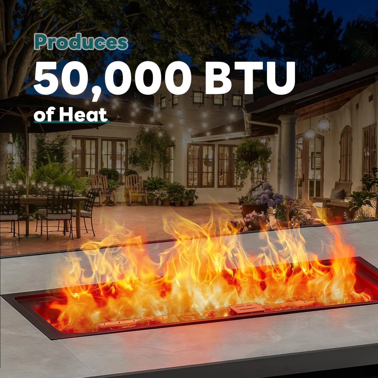 JHK Outdoor Propane Fire Pit Table For Patio 50000 BTU