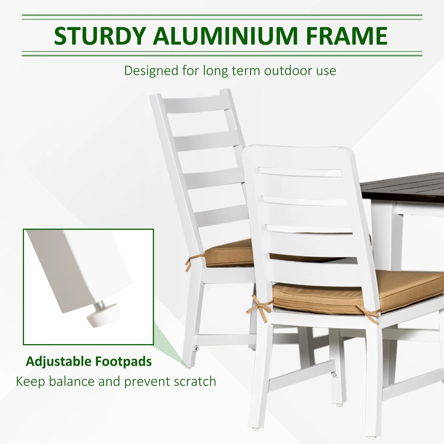 7 Piece Aluminum Outdoor Dining Set With Umbrella Hole