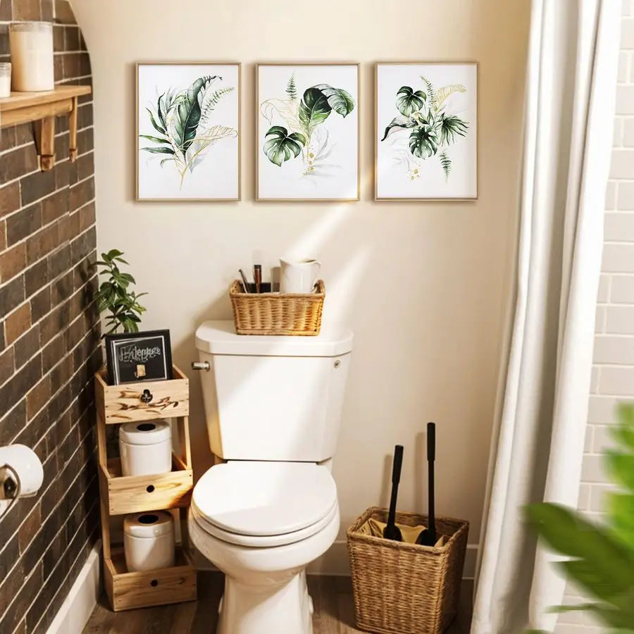 Bathroom Framed Botanical Wall Art Canvas