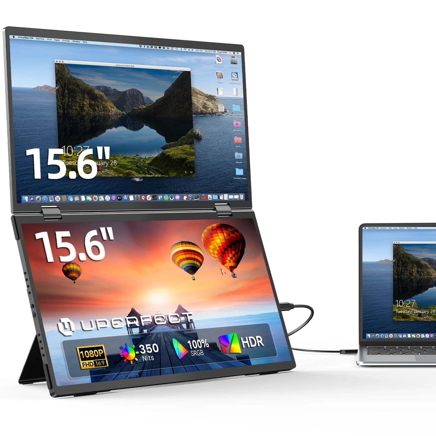 UPERFECT Portable Stacked Dual Monitor Extender With Stand