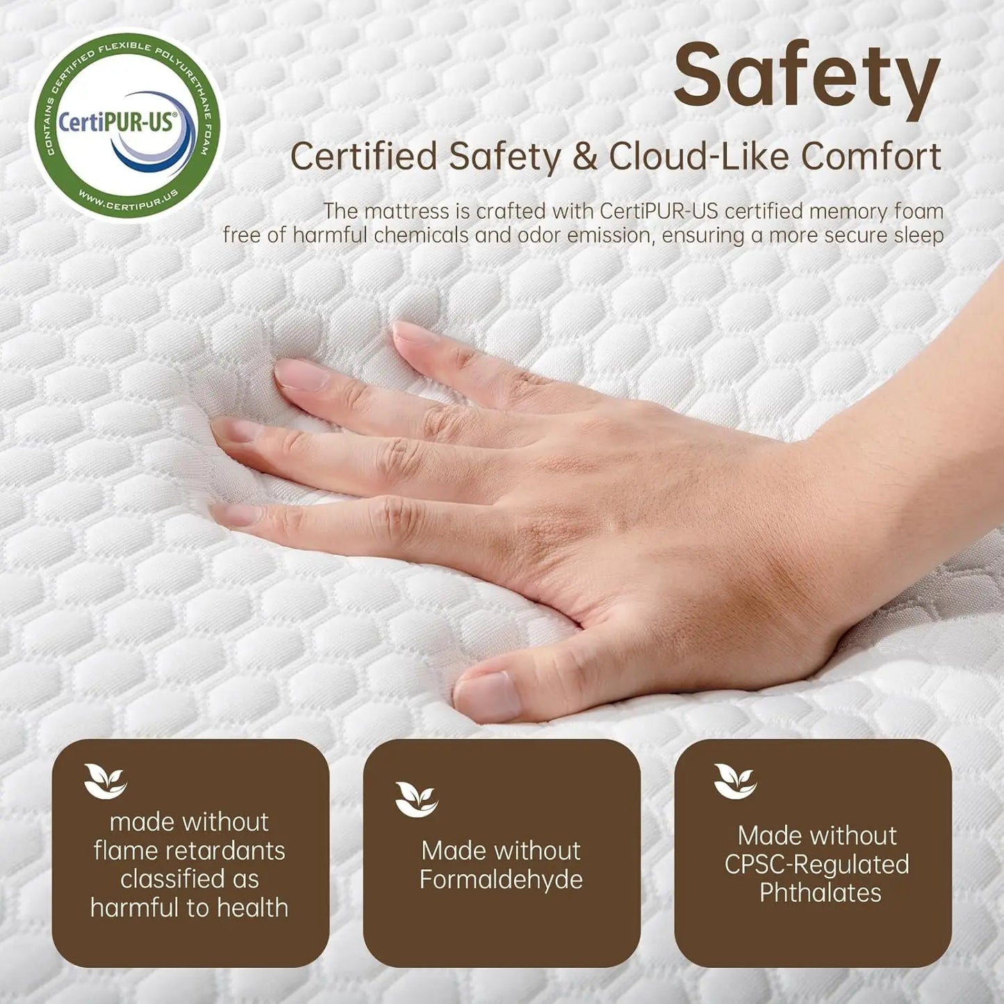 Gel Memory Foam Mattress, Medium Firm, Cooling CertiPUR US Certified