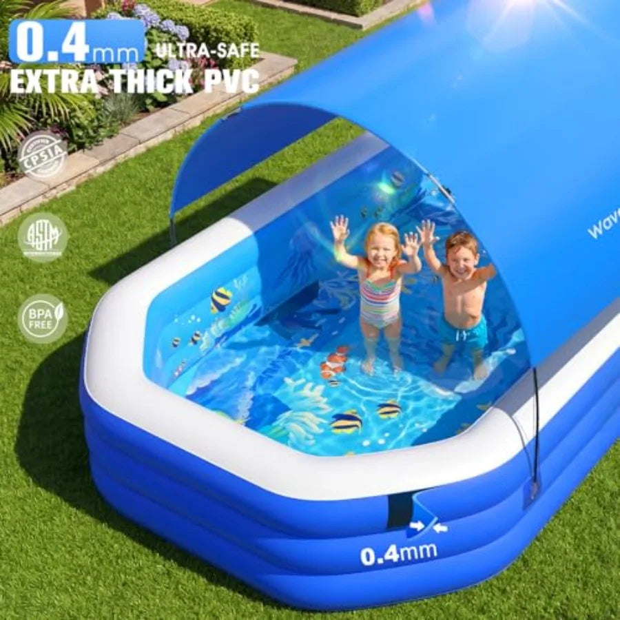 Oversized Inflatable Pool With Canopy For Adults And Seats