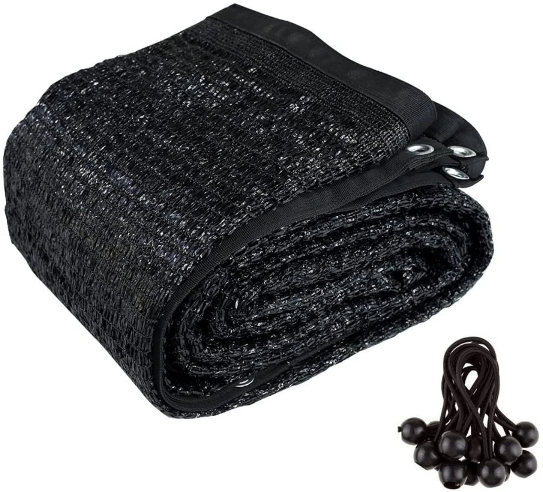 10 ft. x 20 ft. 90% Hanging-up Sunblock Shade Panel With 12 Bungee Balls, Black