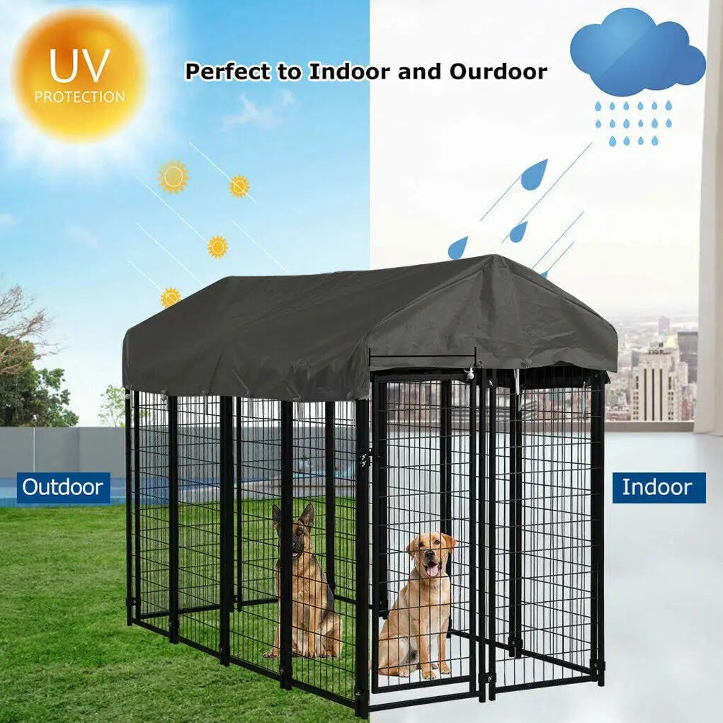 Dog Cage Pet Run Enclosure With Roof Outdoor High Fence