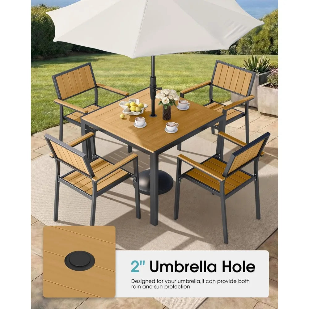 NBVCX Aluminum Outdoor Dining Set With Stackable Chairs