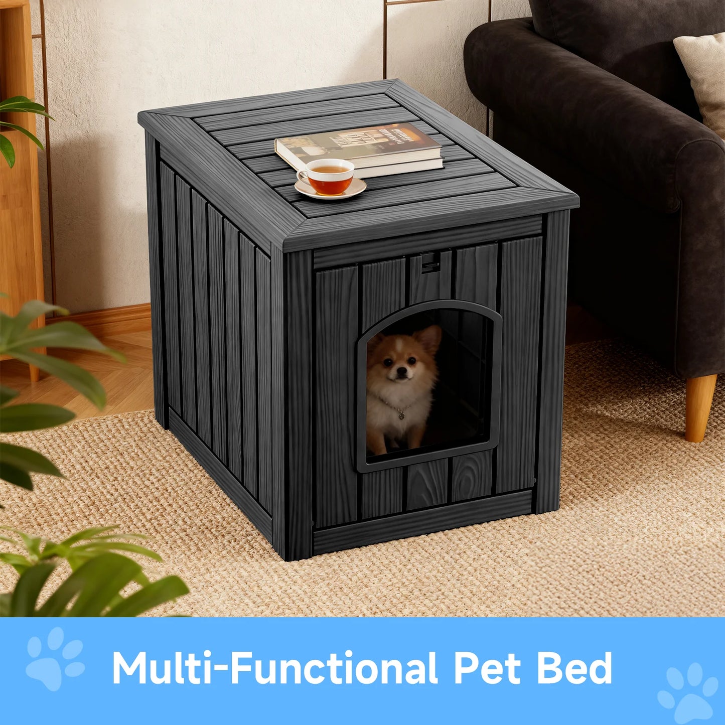 Resin 2in1 Cat House End Table Waterproof Indoor Outdoor Kennel