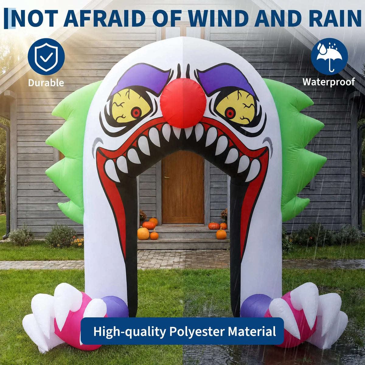 HiMISS Halloween Inflatable Clown Arch With LED Lights for Parties