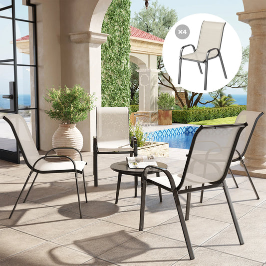Durable Stackable Outdoor Patio Dining Chairs Set Of 4
