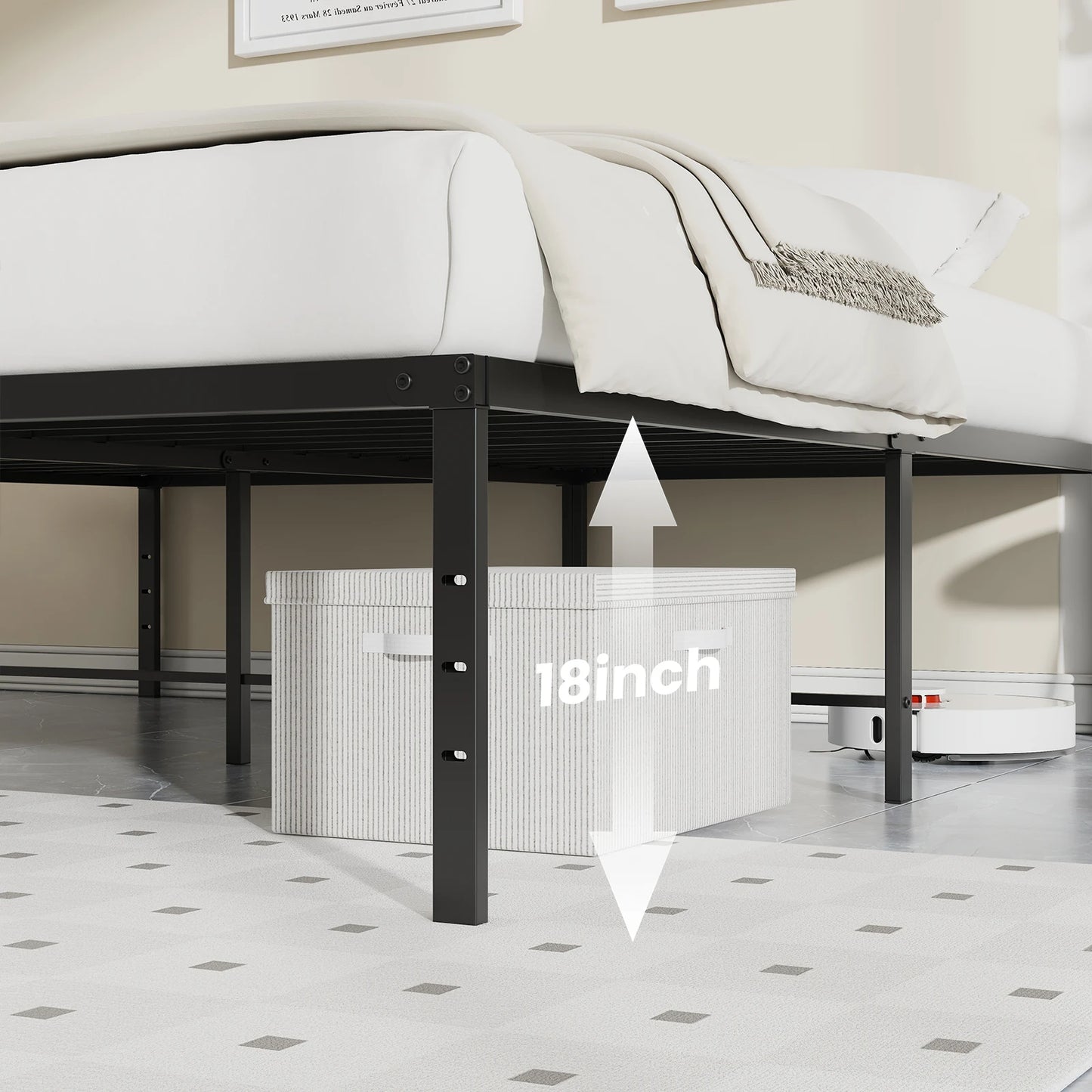 JHK Basic Metal Platform Bed Frame Sturdy Steel Construction
