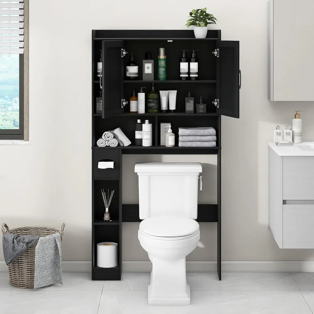 Farmhouse Over Toilet Storage Cabinet With Barn Door Paper Holder
