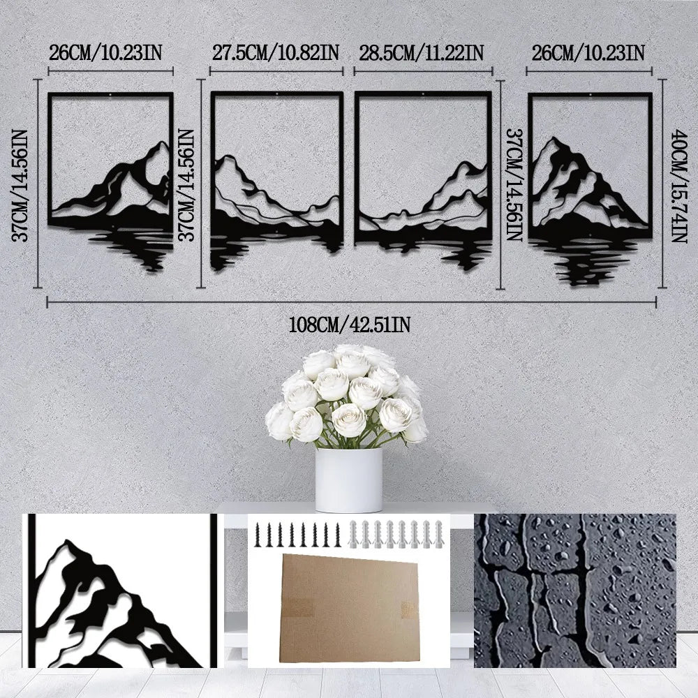 Mountain Landscape Metal Wall Art For Home Entrance