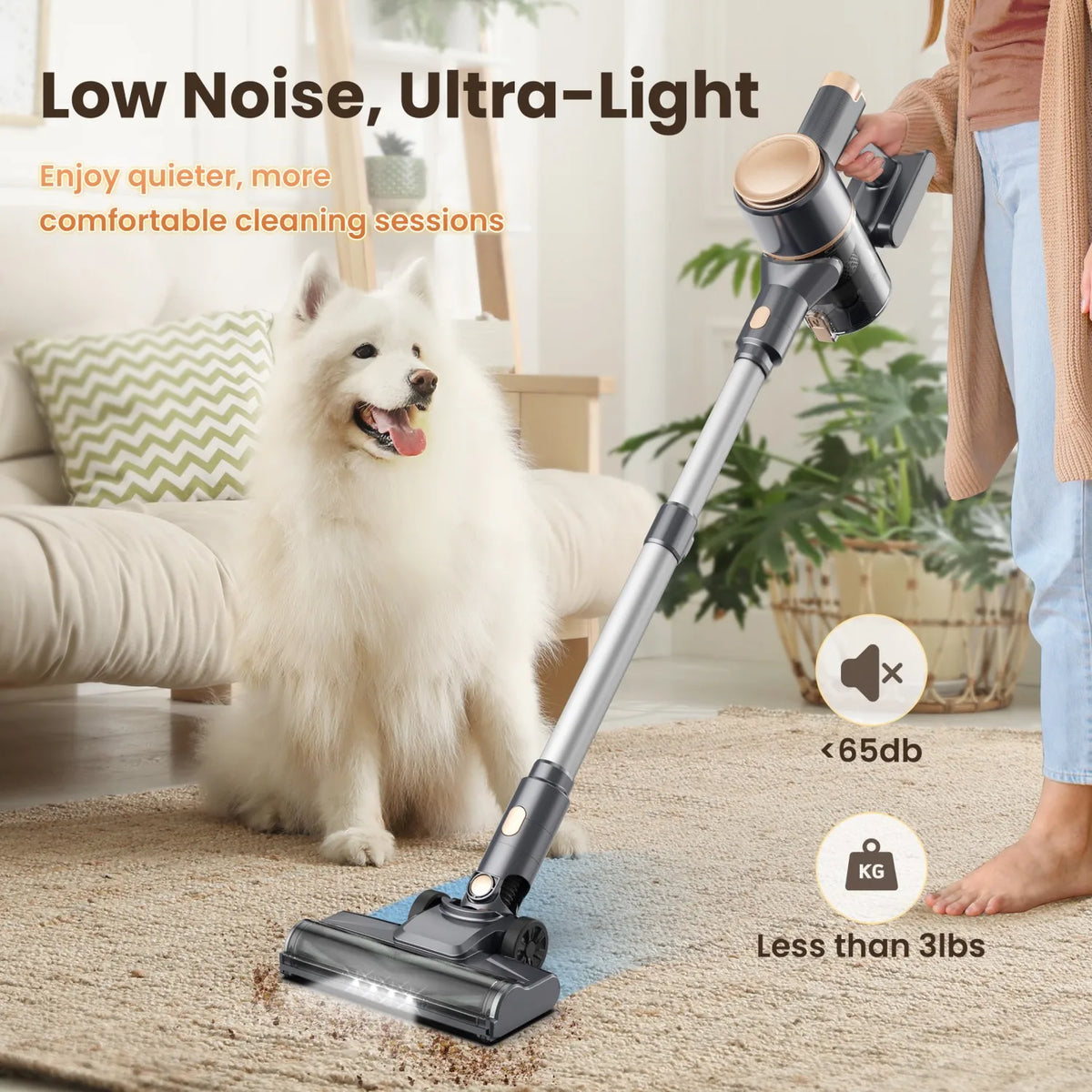 Yisora N8 Lightweight Cordless Stick Vacuum Cleaner For Pet Hair
