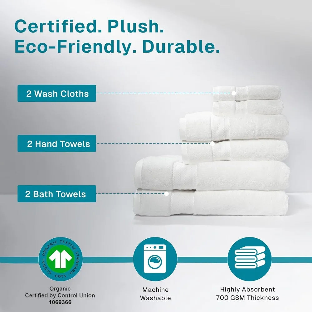 Organic Cotton Bath Towel Set GOTS Certified Hotel Quality