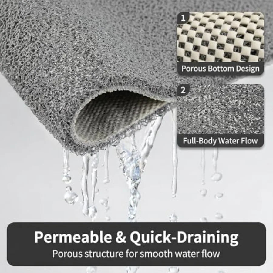 Non Slip PVC Loofah Shower Mat for Tub, Quick Drying