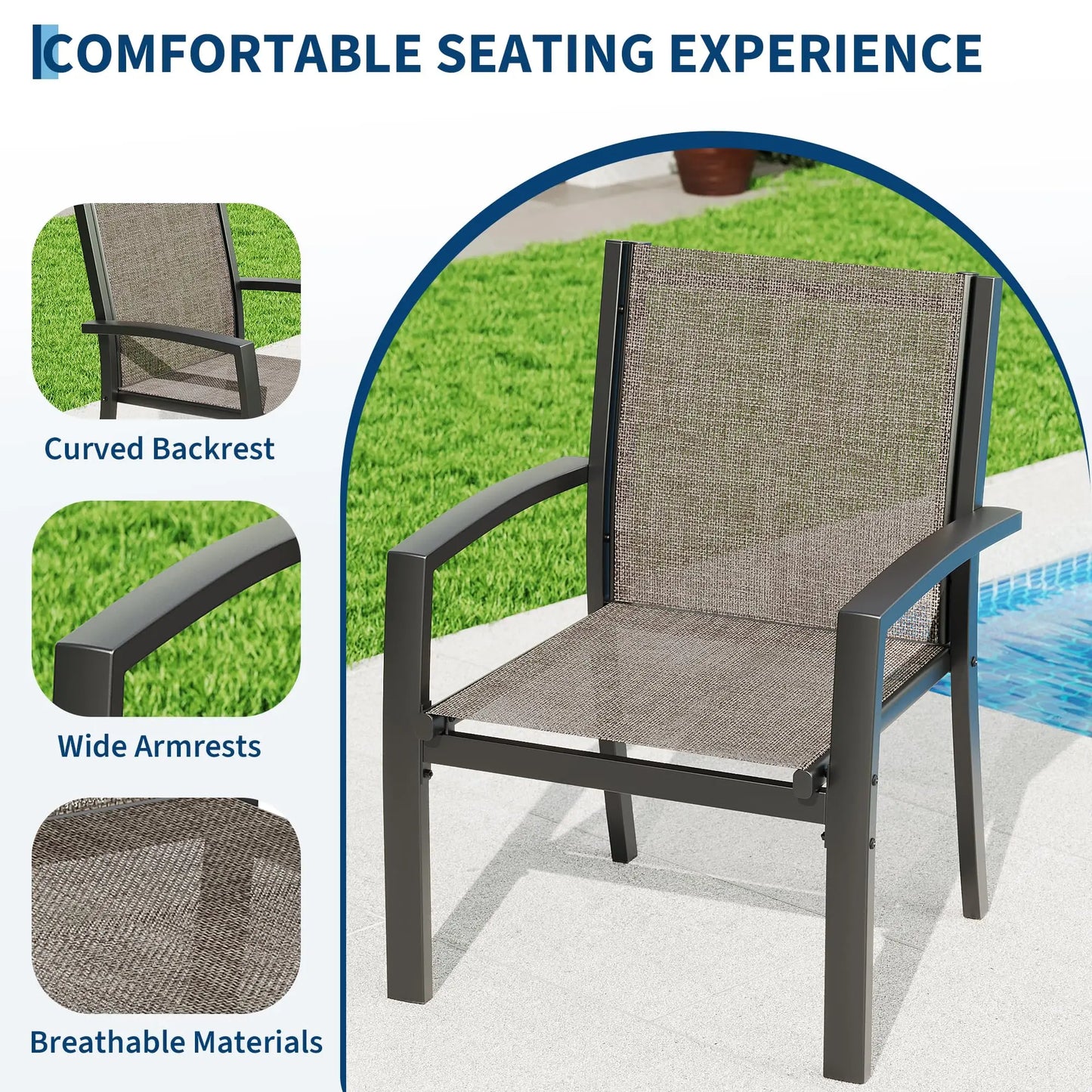 HobbyLane Modern 4 Piece Metal Patio Set With Mesh Seating