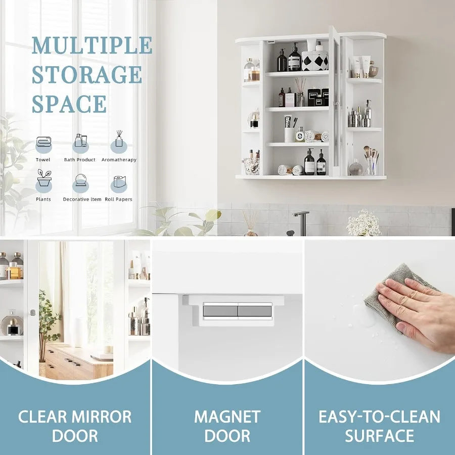 XIUWO Wall Cabinet With Mirror And Medicine Cabinet
