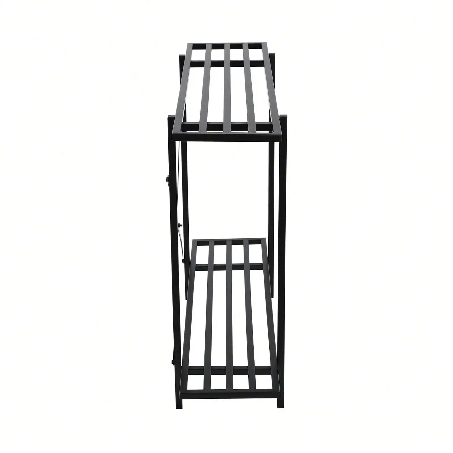 Black 2 Tier Metal Sturdy Heavy Plant Stand Narrow Plant Rack Holder For Home Small Space Indoor Outdoor 35*8.6*28in