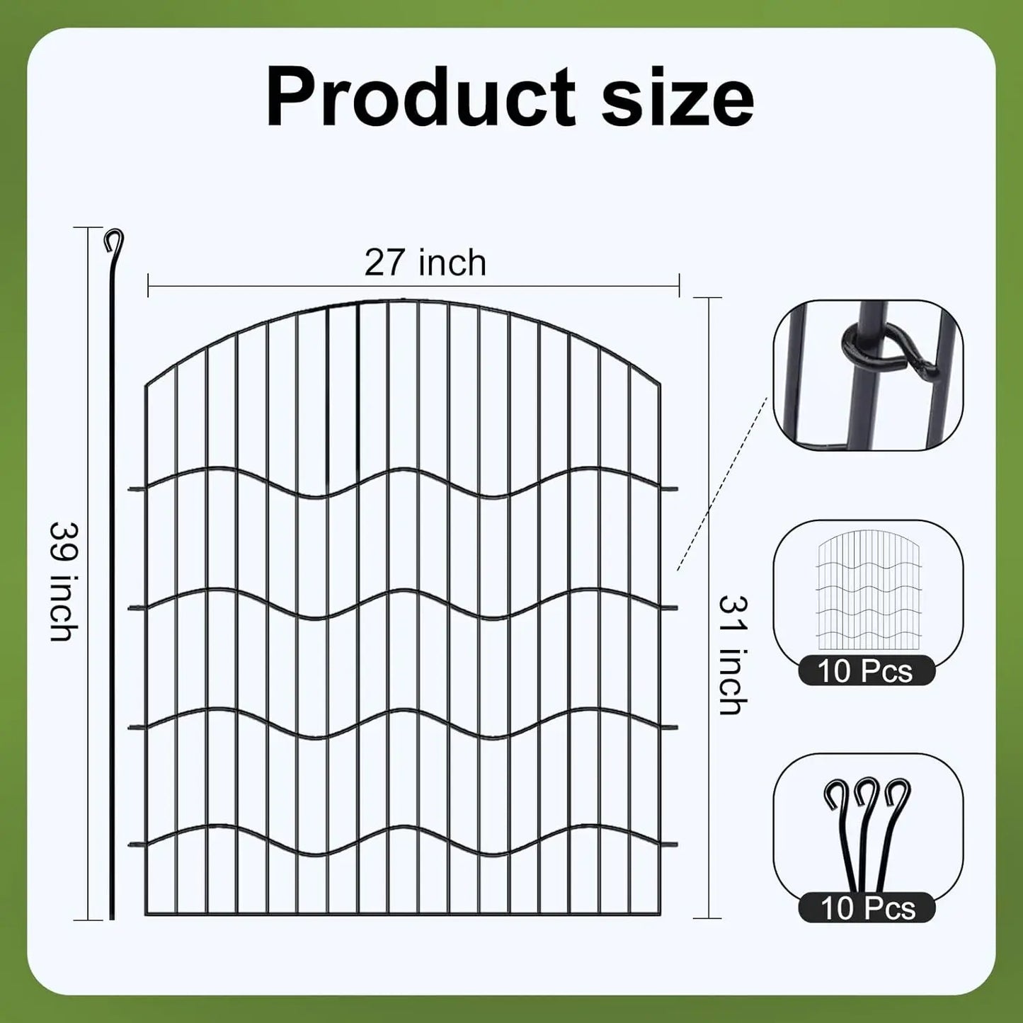 No Dig 10 Panel Garden Fence For Dogs Rabbits Outdoors