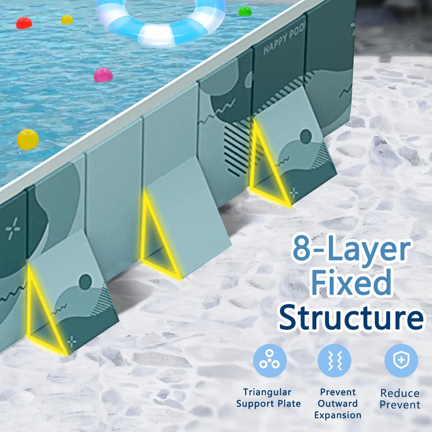Foldable Rectangular Family Pool With Easy Setup Outdoor Use