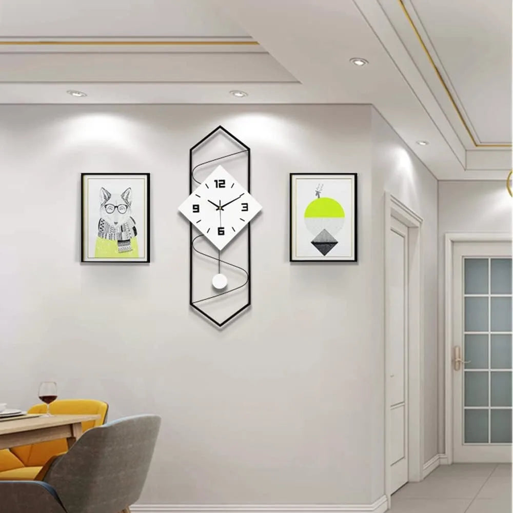 Quartz Silent Wall Clock With Pendulum for Modern Home Decor